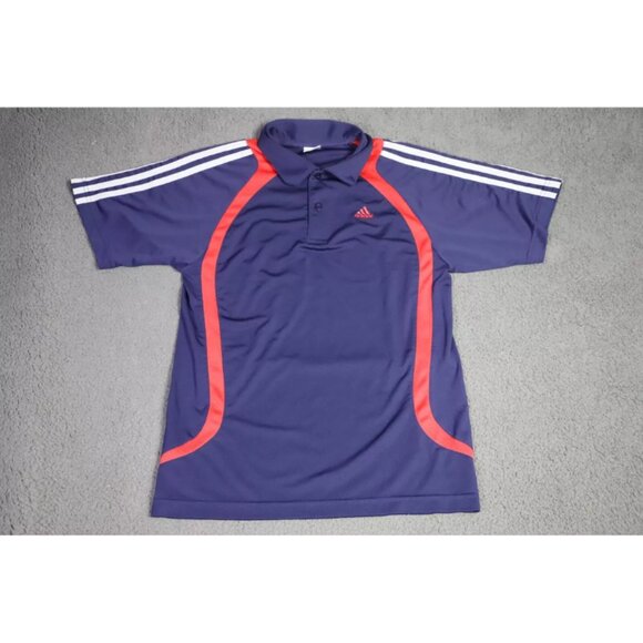 Adidas Golf Polo Shirt Men L Blue/Red Activewear Point Collared Logo Embroidered - Picture 1 of 9